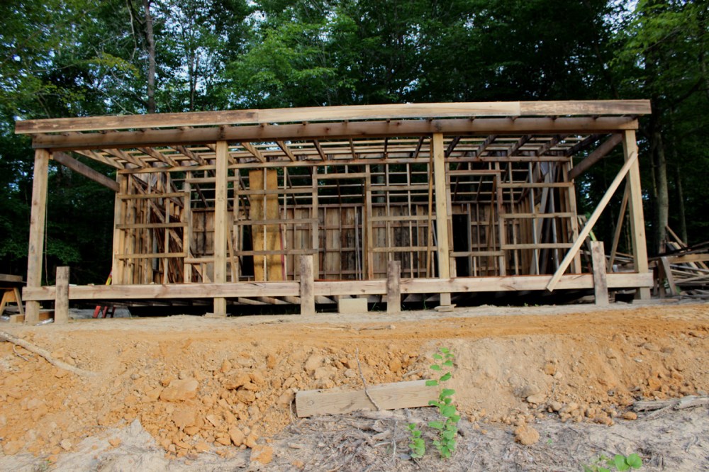 Cabin being built 17th century style, to give the impression its been here for hundreds of years.